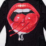 SUPER WHOLESALE | Lips Printed Sweater Top