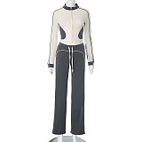 SUPER WHOLESALE | Gray & White Jogging Suit