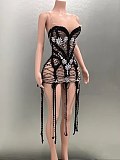 SUPER WHOLESALE | Black Diamante Dress
