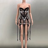 SUPER WHOLESALE | Black Diamante Dress