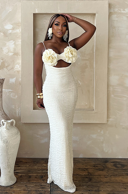SUPER WHOLESALE | 3d Flower Maxi Dress