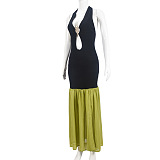 SUPER WHOLESALE | Patchwork Halter Long Dress