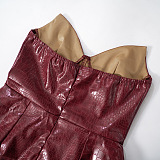 SUPER WHOLESALE | Pu Strapless Mini Dress