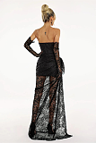 SUPER WHOLESALE | Lace Patchwork Strapless Dress with Gloves