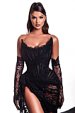 SUPER WHOLESALE | Lace Patchwork Strapless Dress with Gloves