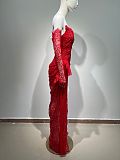 SUPER WHOLESALE | Lace Patchwork Strapless Dress with Gloves