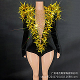 SUPER WHOLESALE | Stars Plunging Neck Romper