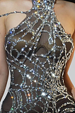 SUPER WHOLESALE | Cutout Cobweb Rhinestone Mesh Jumpsuit In Black