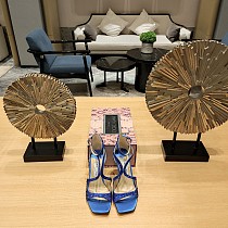 SUPER WHOLESALE | Satin Crystal Sandal in Blue