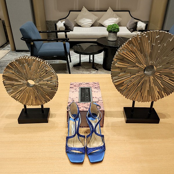 SUPER WHOLESALE | Satin Crystal Sandal in Blue