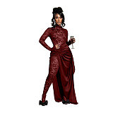SUPER WHOLESALE | Lace Jumpsuit with Waist Strap