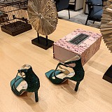 SUPER WHOLESALE | Satin Crystal Sandal in Green