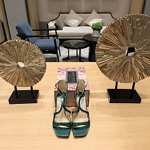 SUPER WHOLESALE | Satin Crystal Sandal in Green