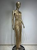SUPER WHOLESALE | V Neck Rhinestone Fringe Jumpsuit