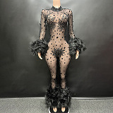 SUPER WHOLESALE | Black Rhinestone Jumpsuit