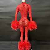 SUPER WHOLESALE | Red Rhinestone Jumpsuit