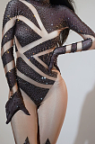 SUPER WHOLESALE | Long Sleeve Crystal Jumpsuit In Black