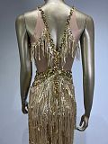 SUPER WHOLESALE | V Neck Rhinestone Fringe Jumpsuit