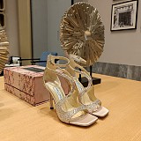 SUPER WHOLESALE | Satin Crystal Sandal in Champagne