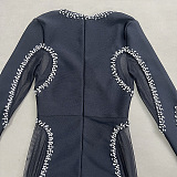 SUPER WHOLESALE | Long Sleeve Crystal Bandage Midi Dress