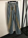 SUPER WHOLESALE | Mesh Rhinestone Denim Jeans