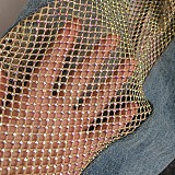 SUPER WHOLESALE | Mesh Rhinestone Denim Jeans