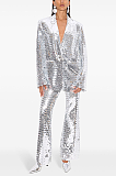 SUPER WHOLESALE | Silver Sequins Blazer Set