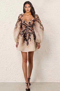 SUPER WHOLESALE | Floral Printed Square Neck Dress