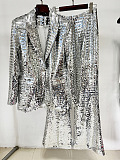 SUPER WHOLESALE | Silver Sequins Blazer Set