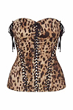 SUPER WHOLESALE |  Leopard Lace Up Corset