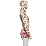 SUPER WHOLESALE |  Leopard Hoodie Shorts Set