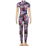 SUPER WHOLESALE |  Stand Collar Leopard Jumpsuit
