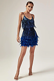 SUPER WHOLESALE | Tassel Feather Mini Dress In Royal Blue