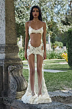 SUPER WHOLESALE | Lace Mesh Splicing Sheer Sleeveless Strapless Long Dress