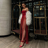 SUPER WHOLESALE | Strapless Fringe Dress