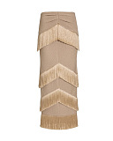 SUPER WHOLESALE |  Maxi Skirt with Fringe Trim