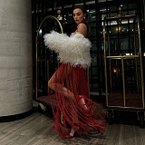 SUPER WHOLESALE | Strapless Fringe Dress
