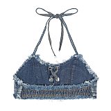 SUPER WHOLESALE | Denim Distress Halter  Washed Sets