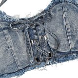 SUPER WHOLESALE | Denim Distress Halter  Washed Sets