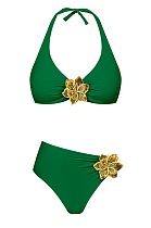 SUPER WHOLESALE | Halter Solid Bikini Set