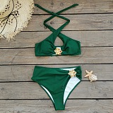SUPER WHOLESALE | Halter Solid Bikini Set