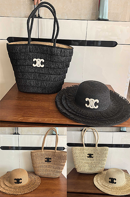SUPER WHOLESALE | Woven Straw Set ( Sun hat & Bag)