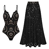SUPER WHOLESALE |Cut-out Swimwear and Skirt Set