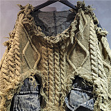 SUPER WHOLESALE | Patchwork Distressed Sweater Top
