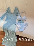 SUPER WHOLESALE | Blue Bikini Set with Dress