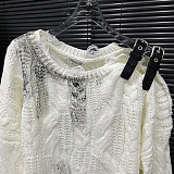 SUPER WHOLESALE | Distressed Sweater Top