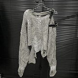 SUPER WHOLESALE | Distressed Sweater Top