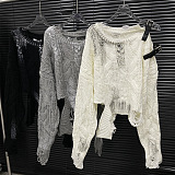 SUPER WHOLESALE | Distressed Sweater Top