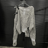 SUPER WHOLESALE | Distressed Sweater Top