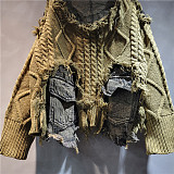SUPER WHOLESALE | Patchwork Distressed Sweater Top